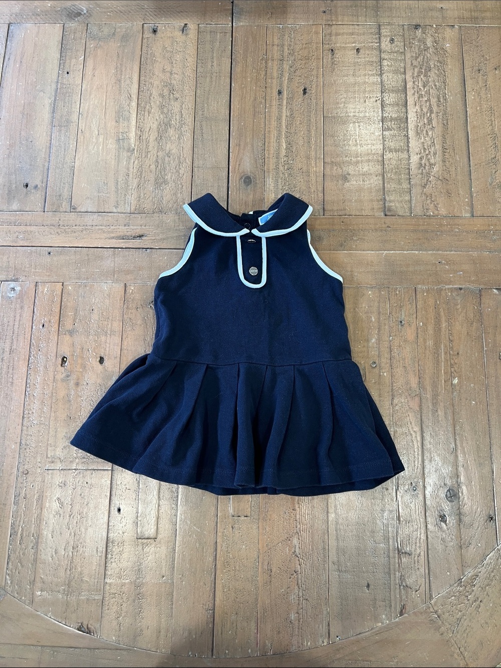 Jacadi navy drop waist sleeveless collared dress 18 months